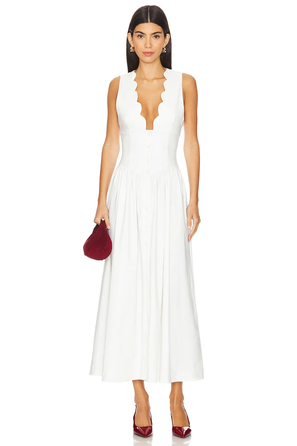 Button Front Scallop Dress