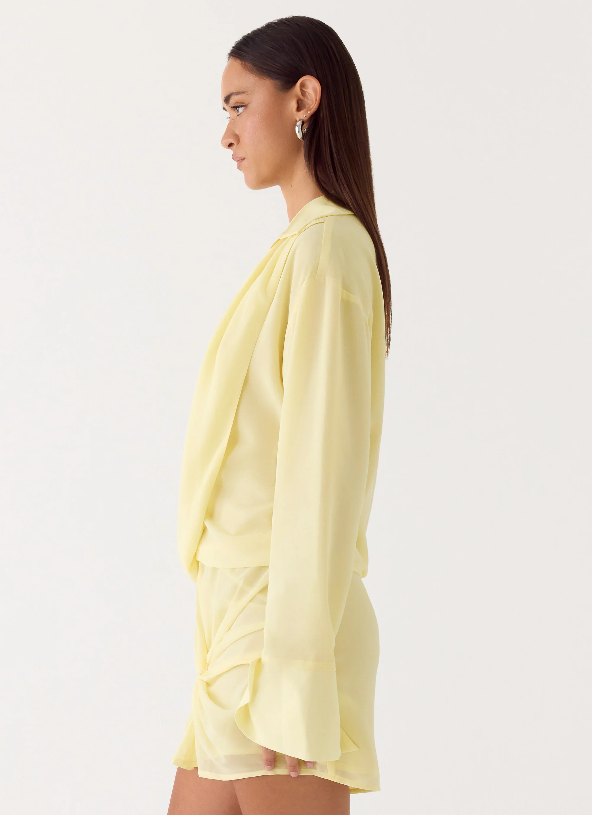 Farretti Shirt Mini Dress - Pale Yellow