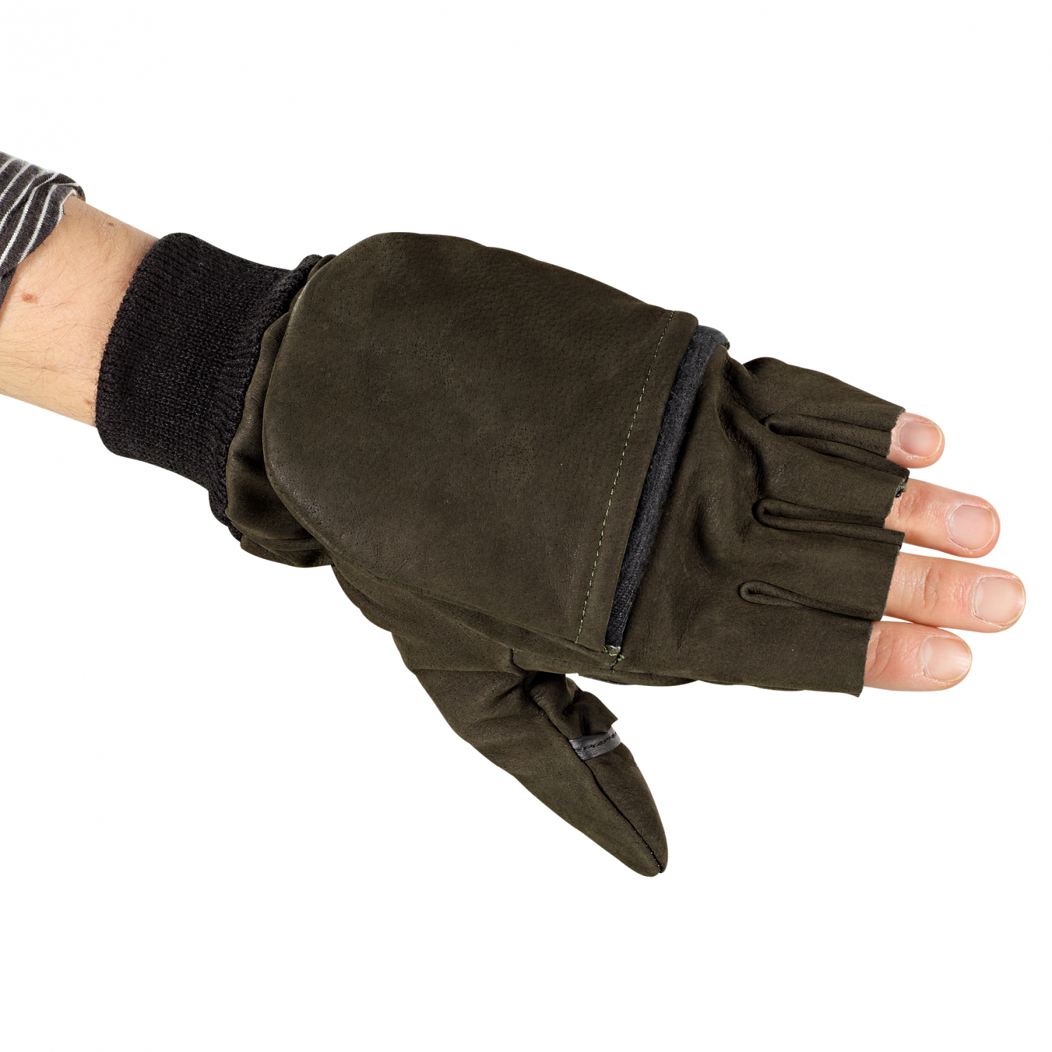 il Lago Prestige Nubuck Leather Gloves Unisex (Olive\/Black)
