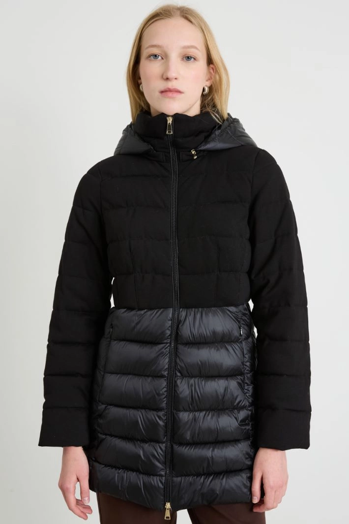 Padded jersey and satin jacket - BLACK