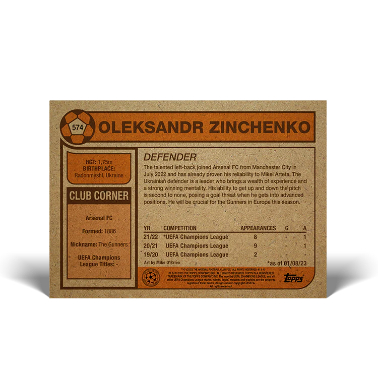 Topps UK - UCC Living Set Card #574 - Oleksandr Zinchenko