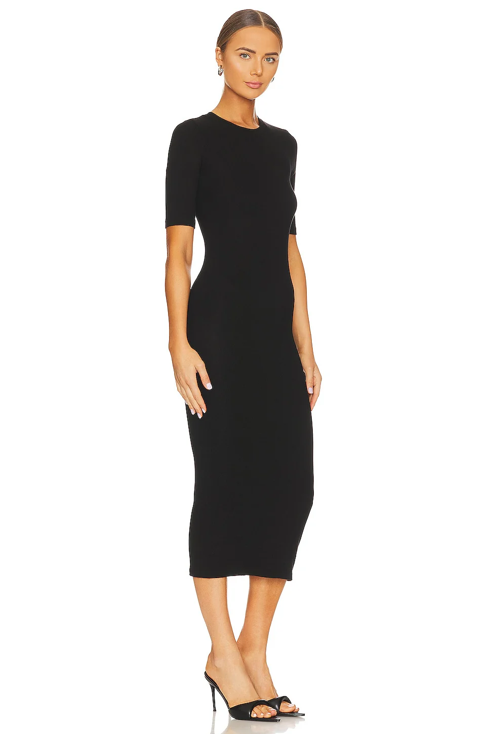 Half Sleeve Crew Midi Dress
