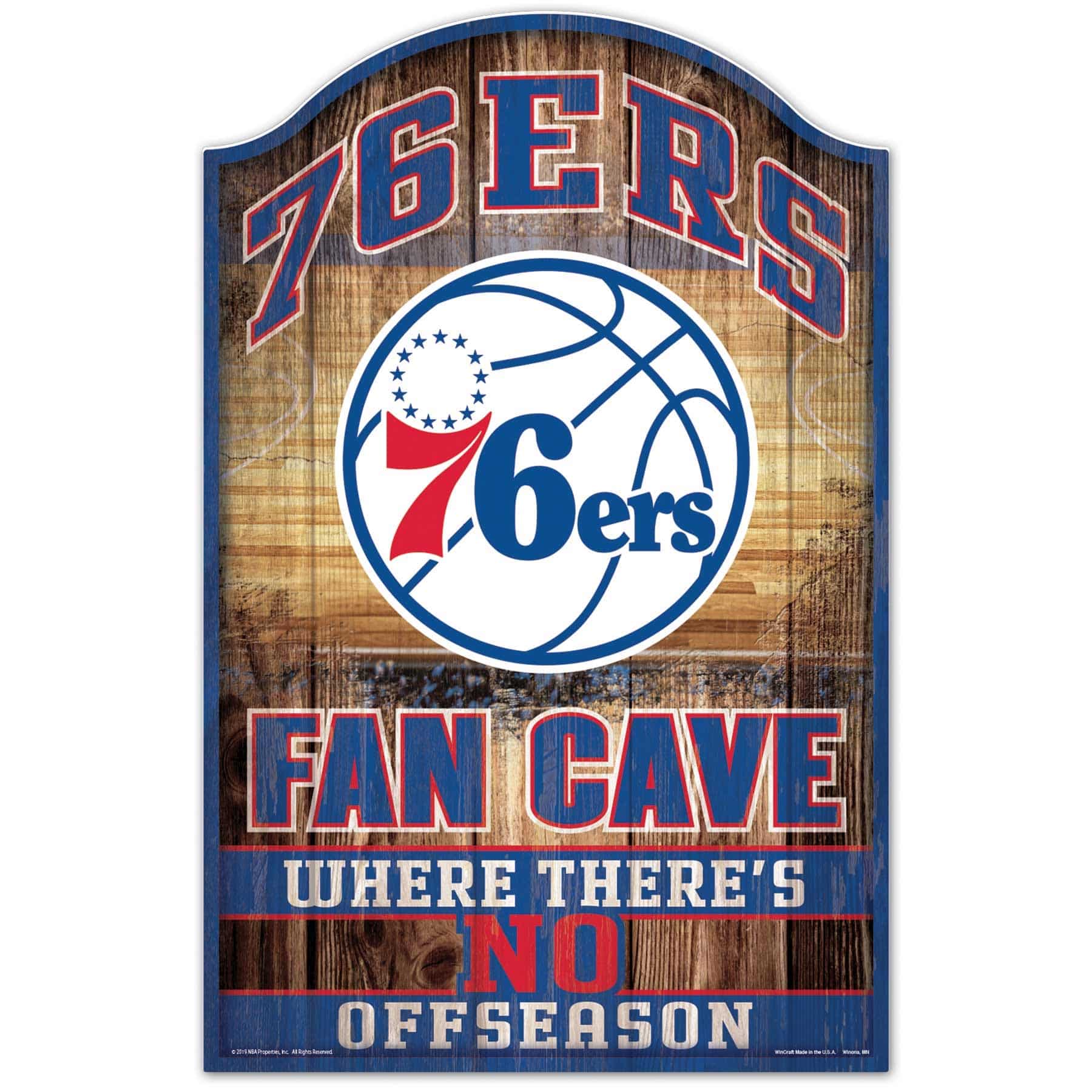 Philadelphia 76ers WinCraft NBA Fan Cave Wood Sign