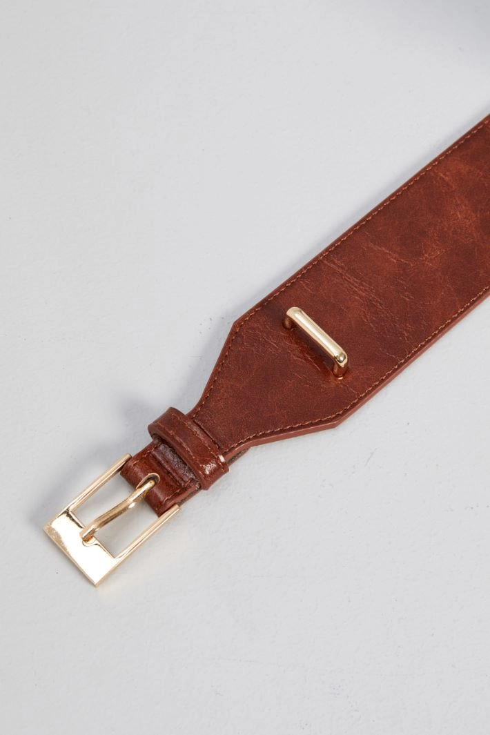 Vintange-look belt - LEATHER GOLD