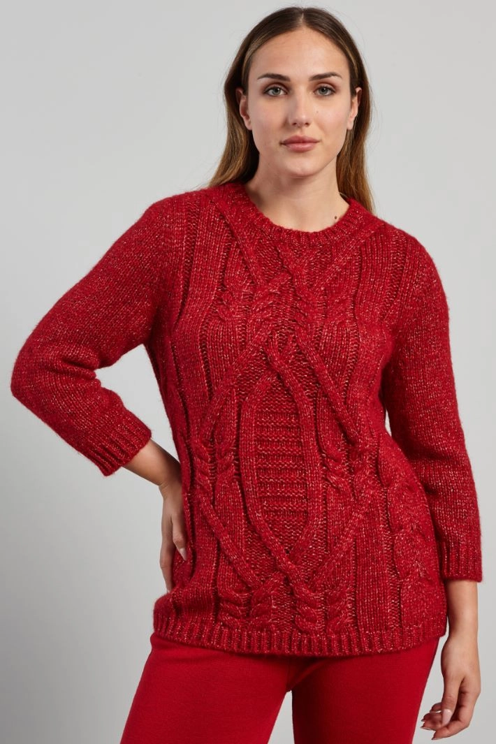 Sweater with raised motif - RED