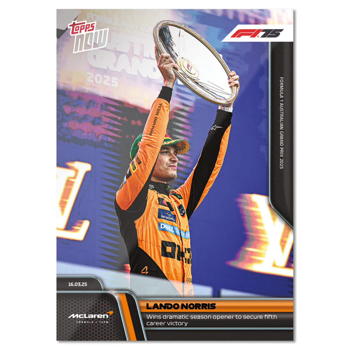 Lando Norris - 2025 Formula 1® Topps NOW® Card 13 - LOOK FOR AUTOS