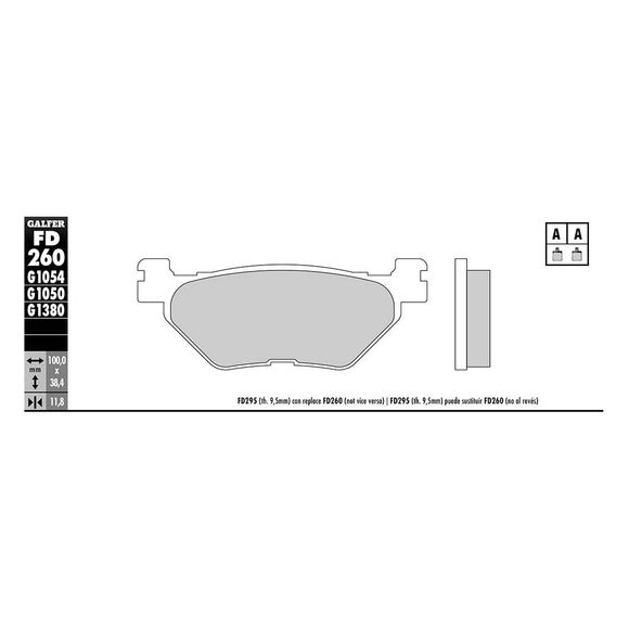 Galfer Sinter Metal Sintered Rear Brake PadsRef: FD260G1380
