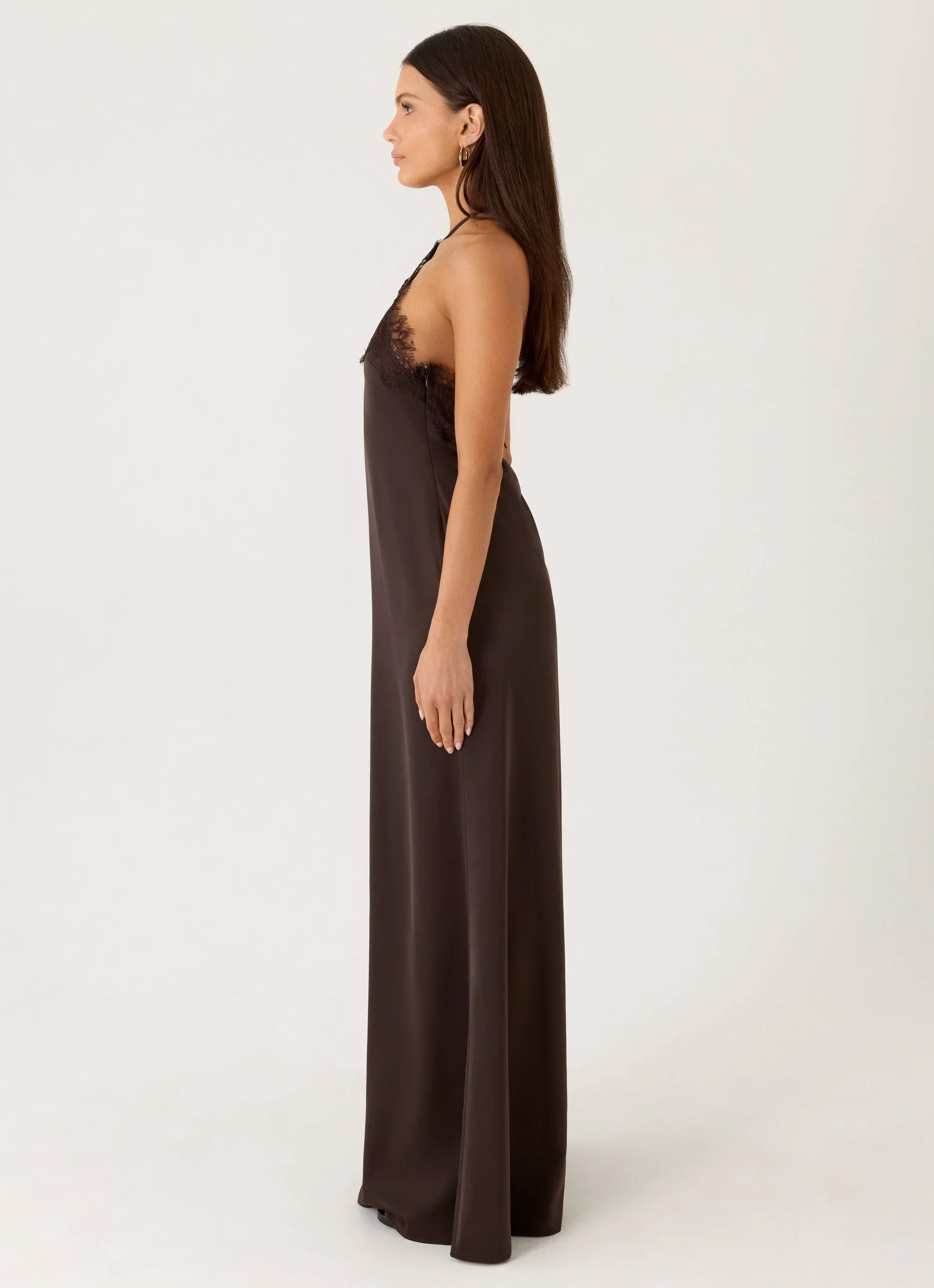 Samaria Halter Maxi Dress - Chocolate