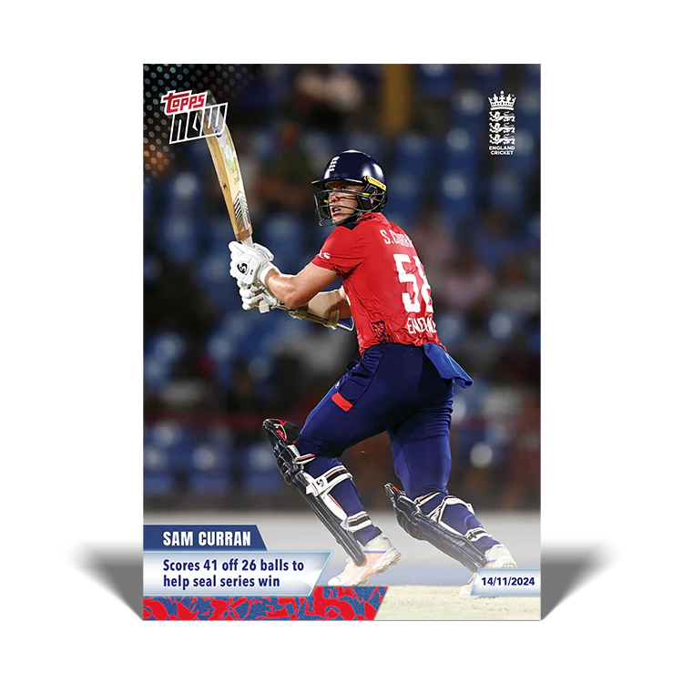 Sam Curran - Scores 41 off 26 balls to help seal series win- 23/24 ECB Topps NOW® Card 42