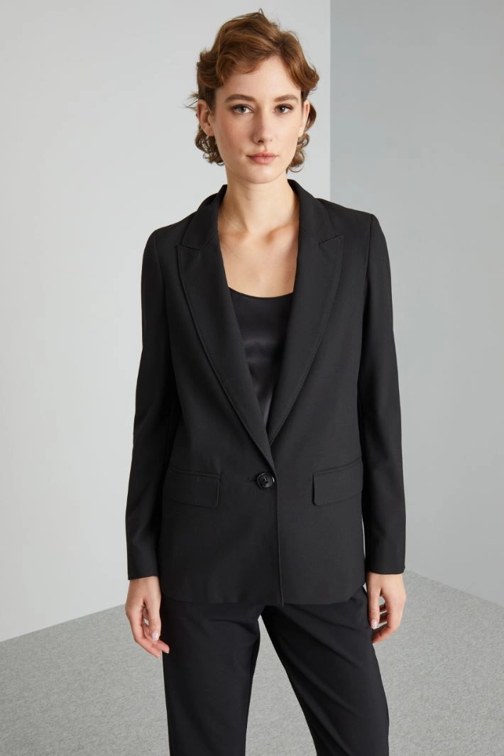 Top-stitched blazer - BLACK