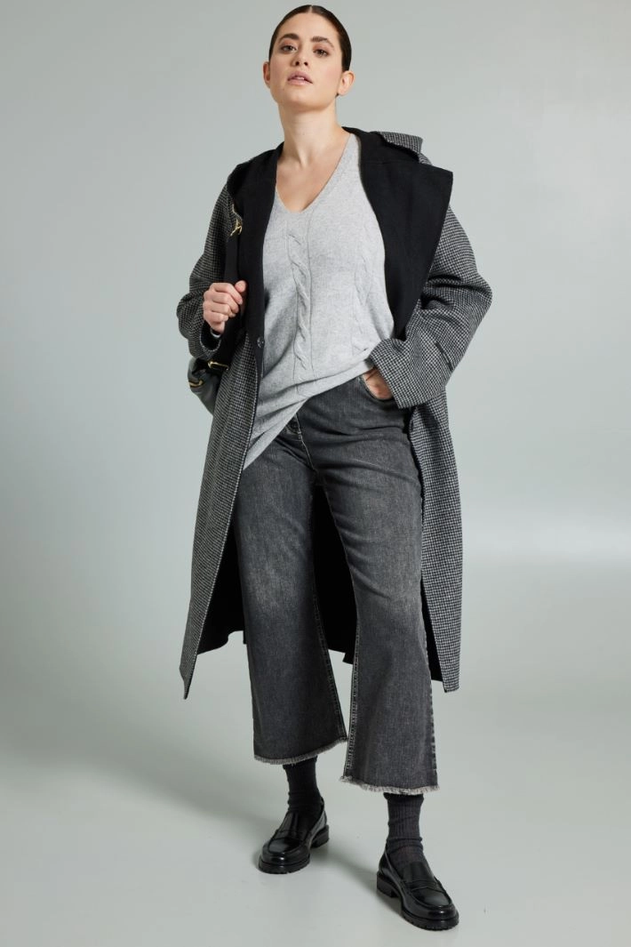 Flare stretch denim trousers - GREY