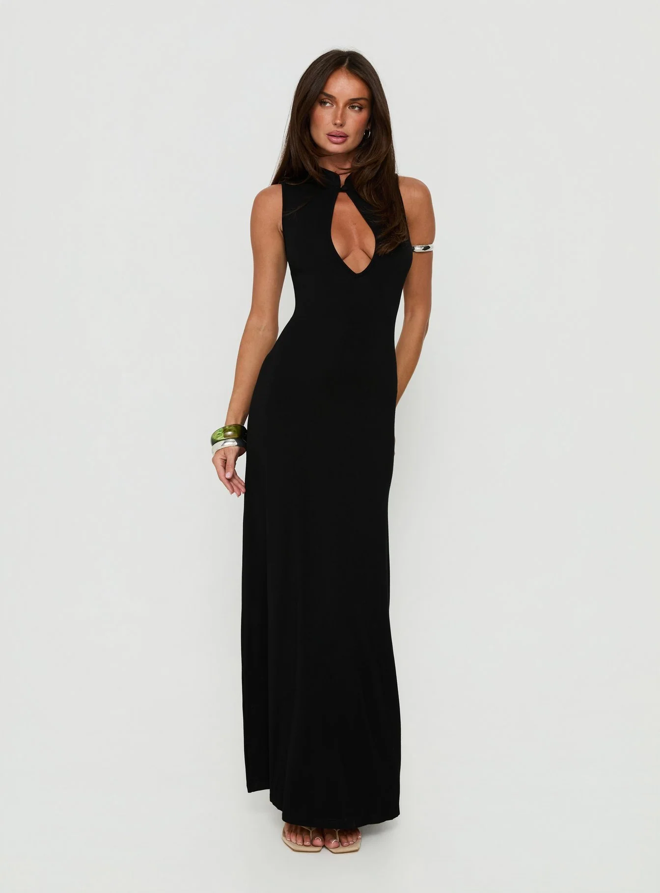 Ailany Keyhole Backless Maxi Dress Black