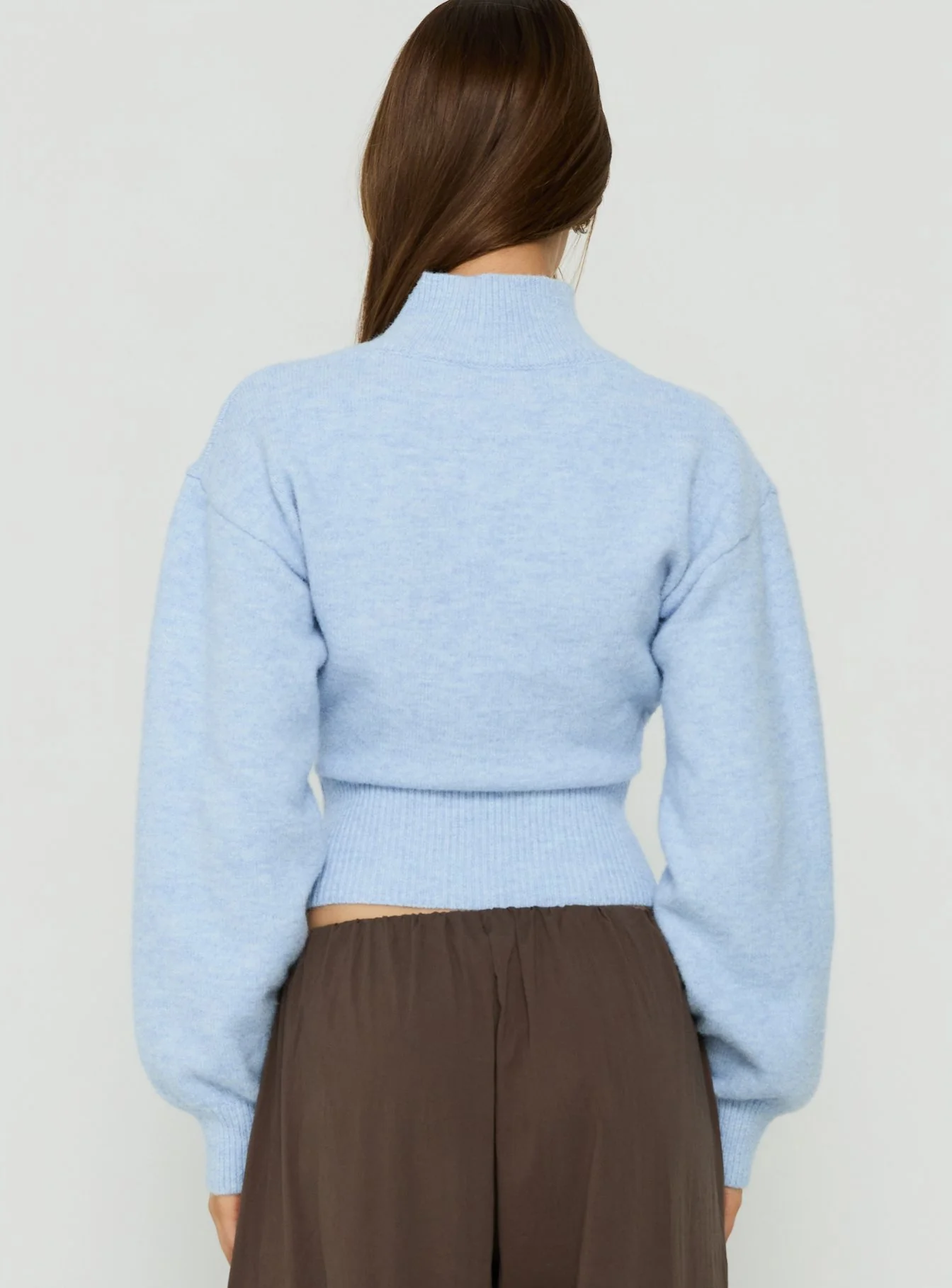 Agneta Zip Through Funnel Neck Sweater Blue