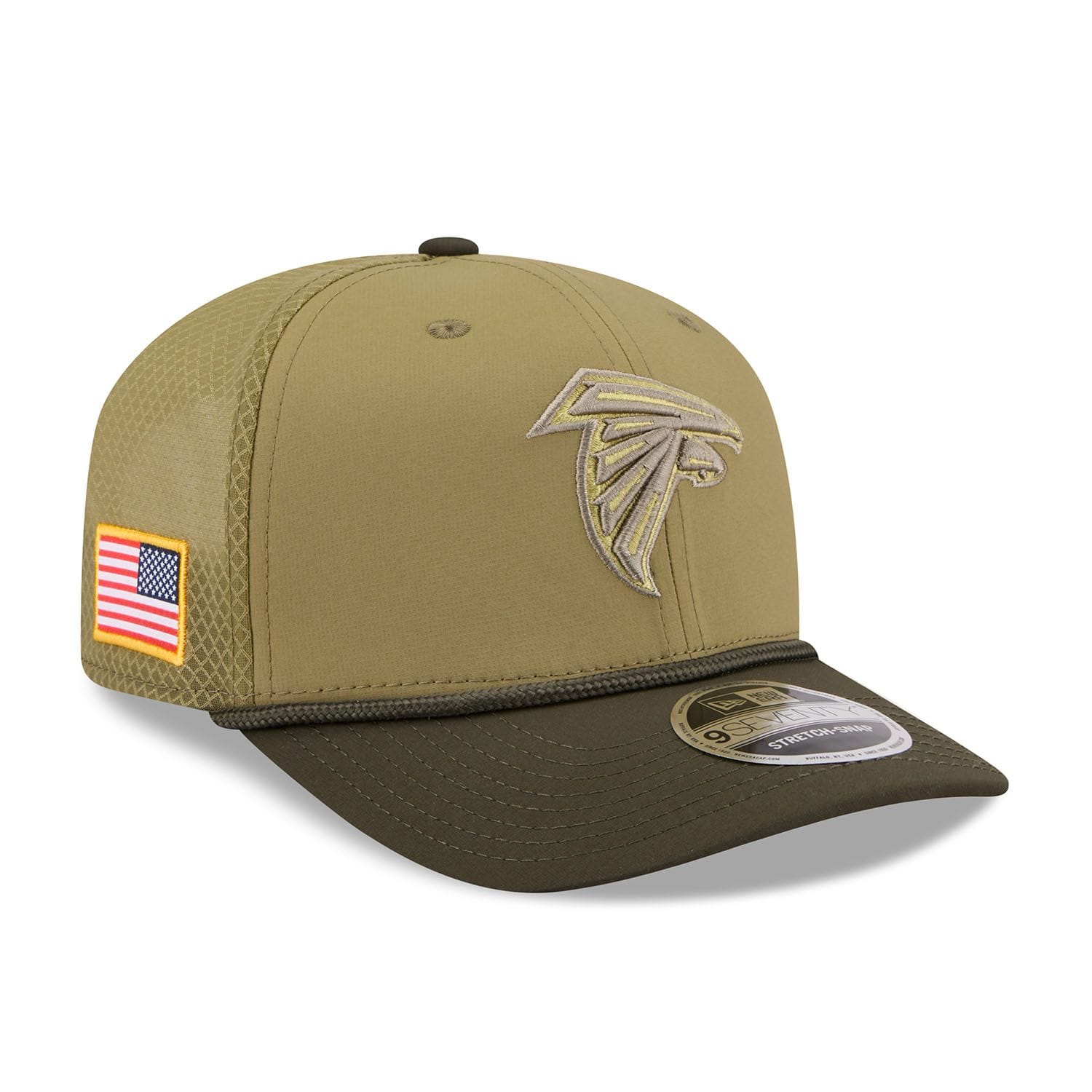 Atlanta Falcons 2025 NFL Salute to Service 9SEVENTY Trucker Snapback Cap Olive