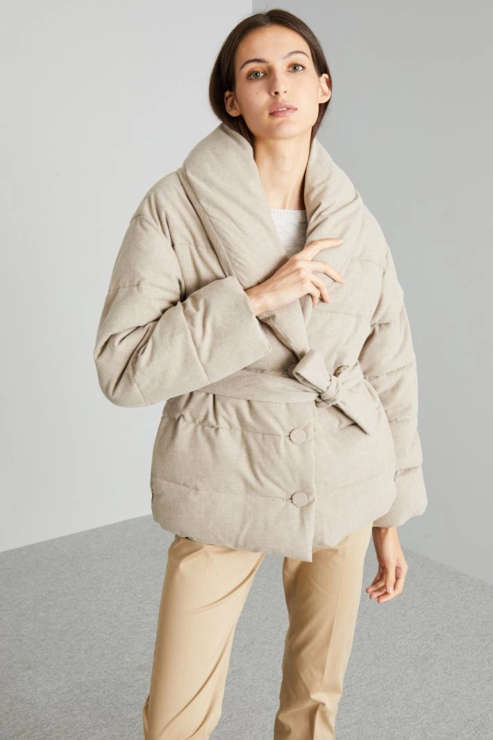 Loose padded canvas jacket - WARM LIGHT GREY