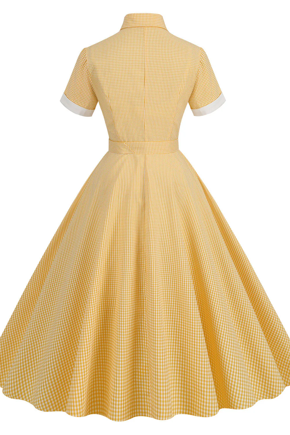 Short Sleeves Yellow Daisy Swing Dress