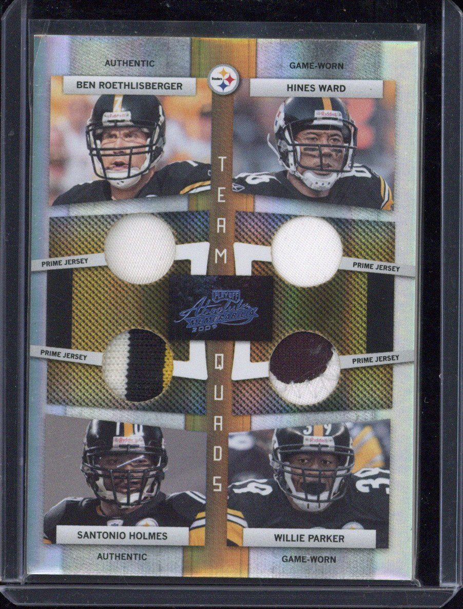 2009 Panini Donruss Roethlisberger / Ward / Holmes / Parker Quad Patch /25 #18