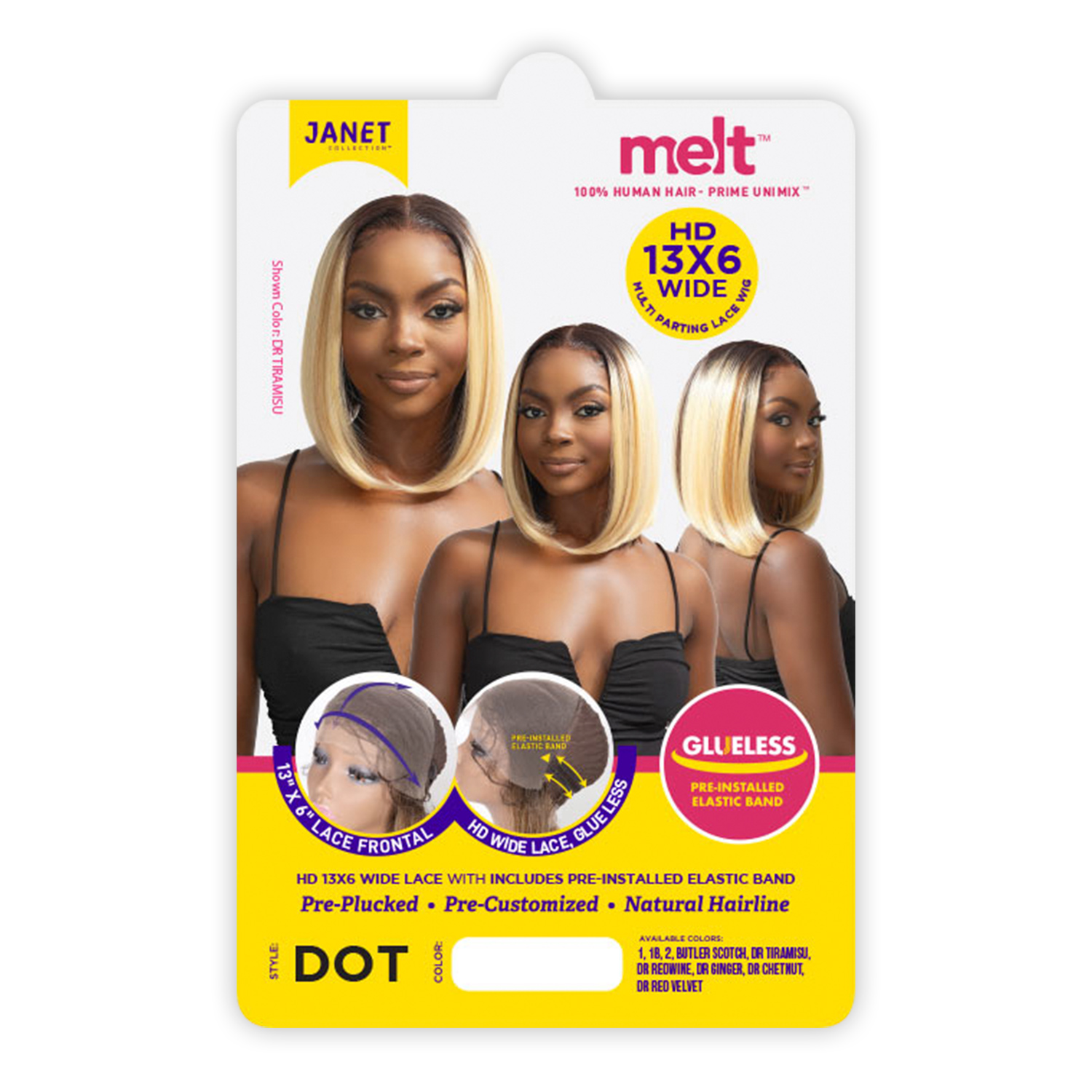 Janet Collection Human Hair Blend HD Lace Frontal Wig Glueless Melt Hand-Tied 13X6 Dot