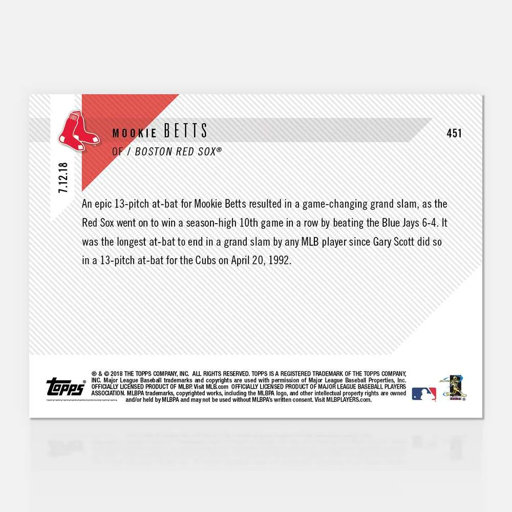 Mookie Betts - 07/12/2018 TOPPS NOW® Card 451 - Print Run: 562