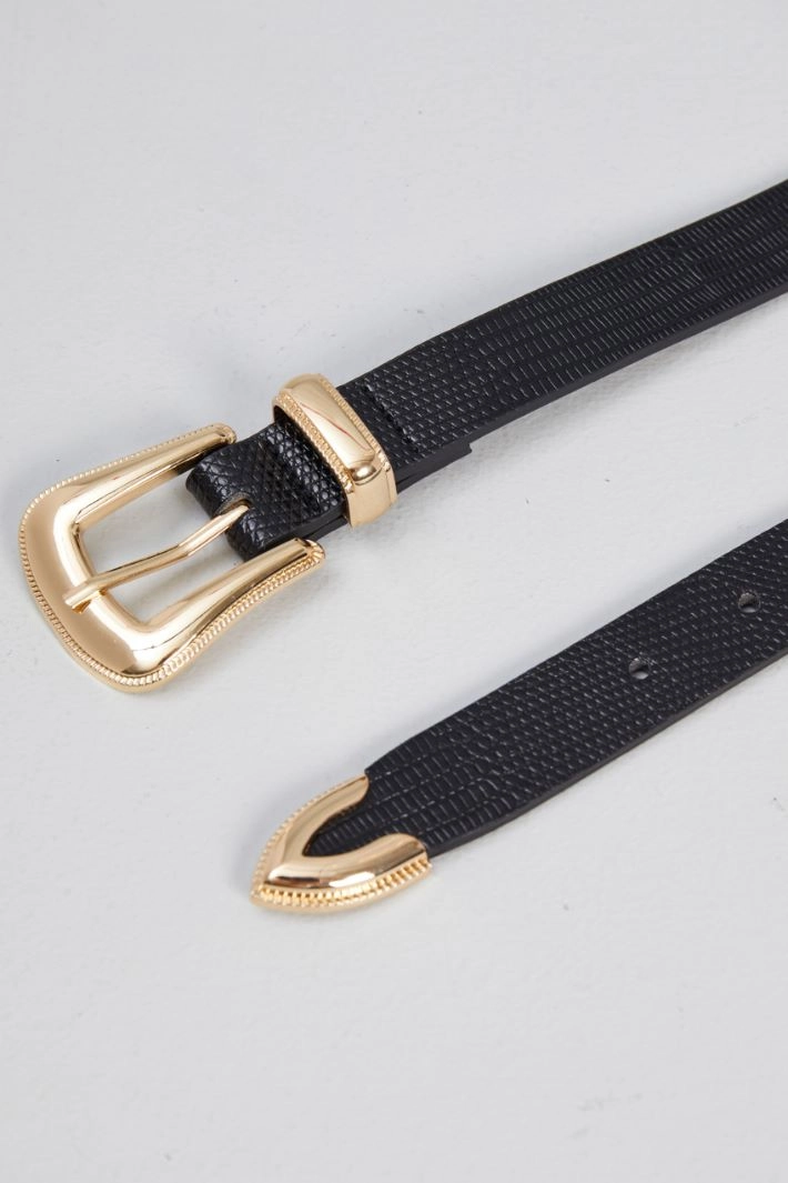 Belt with metal tip - BLACK GOLD