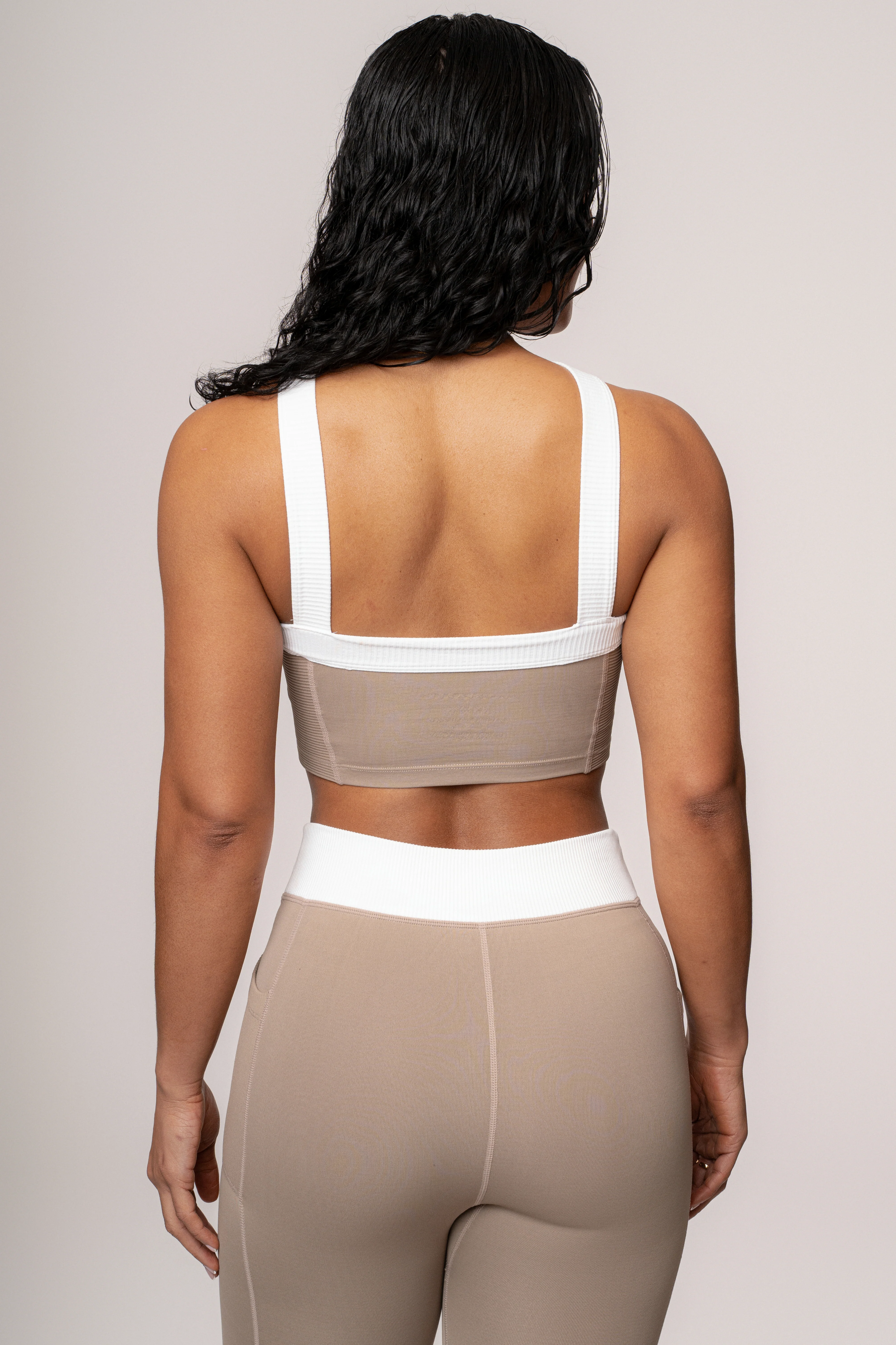 Beige/White Ultimate Ribbed Halter Top