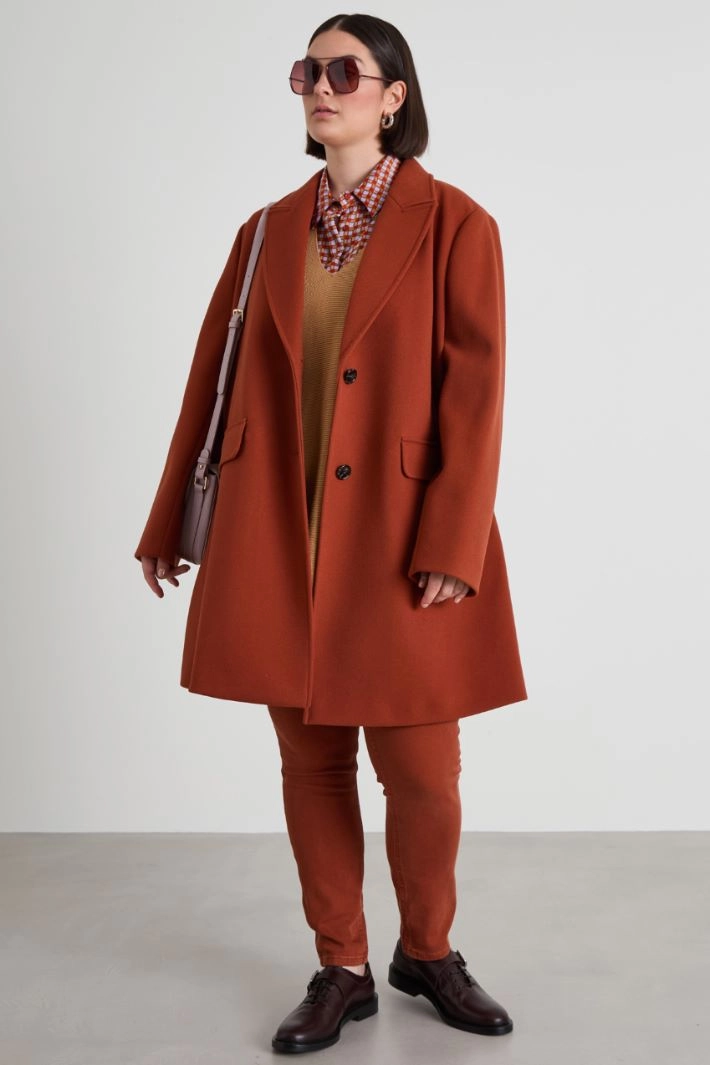 Stretch jersey coat - BRICK