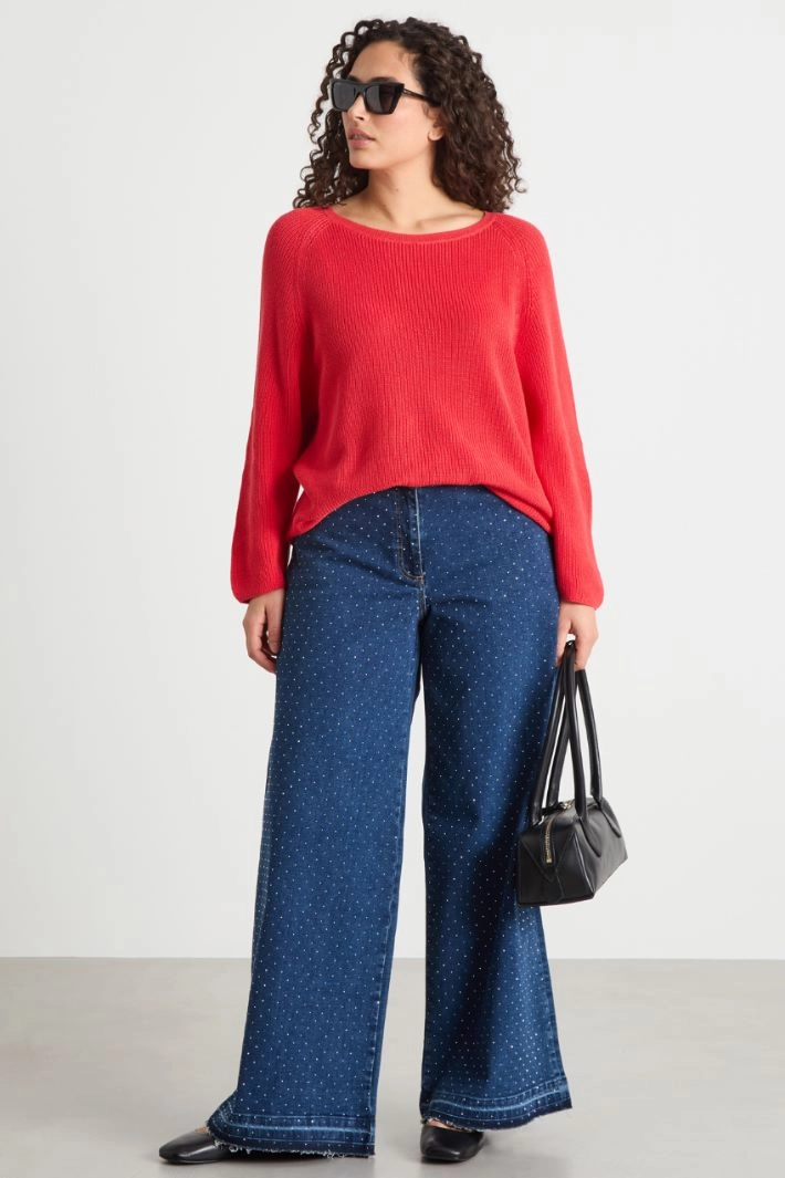 Rhinestone-embellished jeans - BLUE