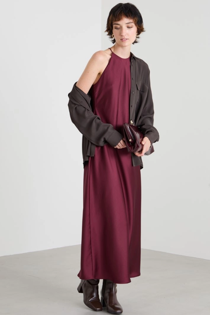 Long dress with halter neckline - BORDEAUX