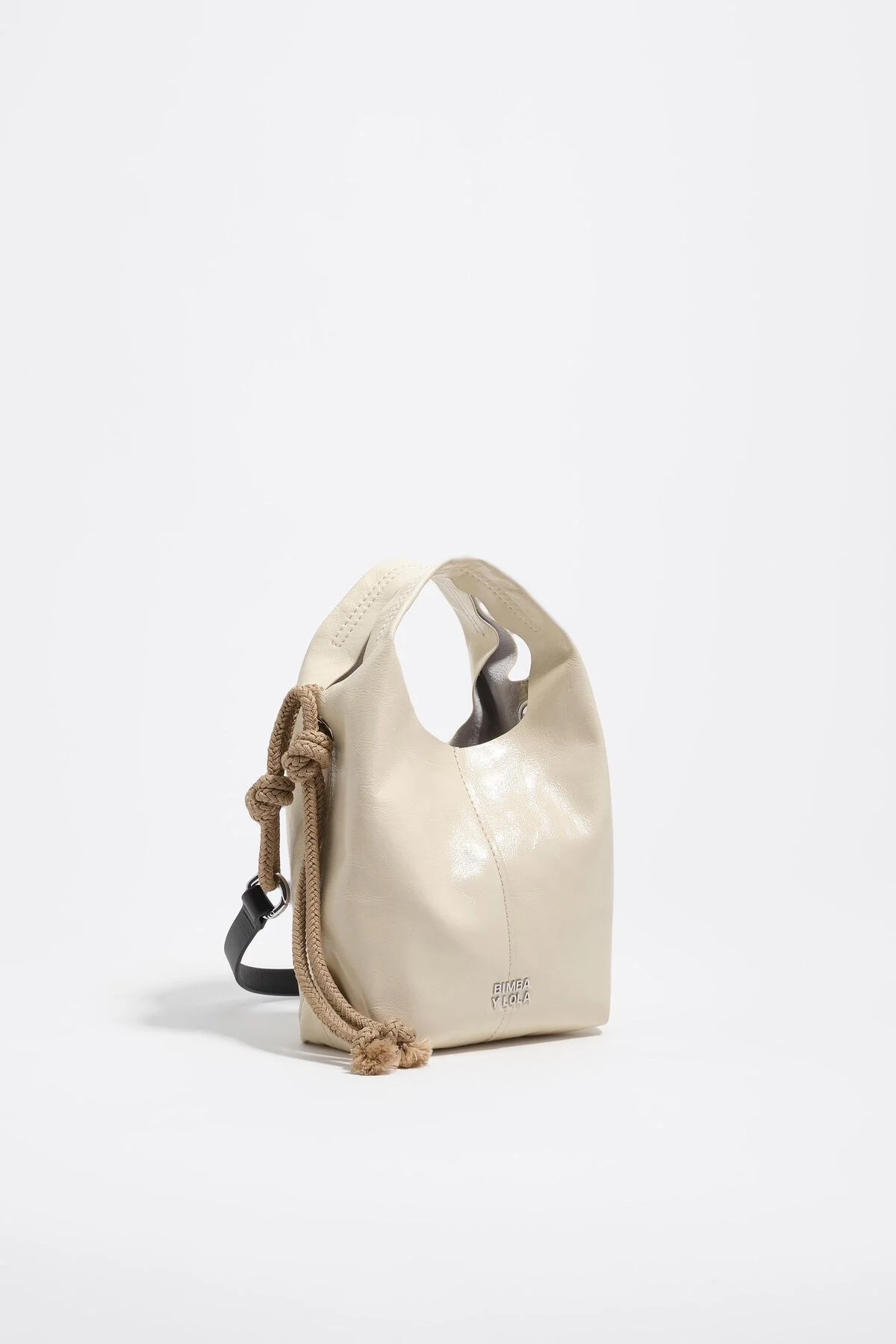 Cream leather mini Paper bag