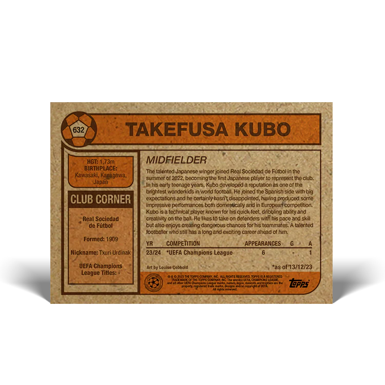 Topps UK - UCC Living Set Card #632 - Takefusa Kubo