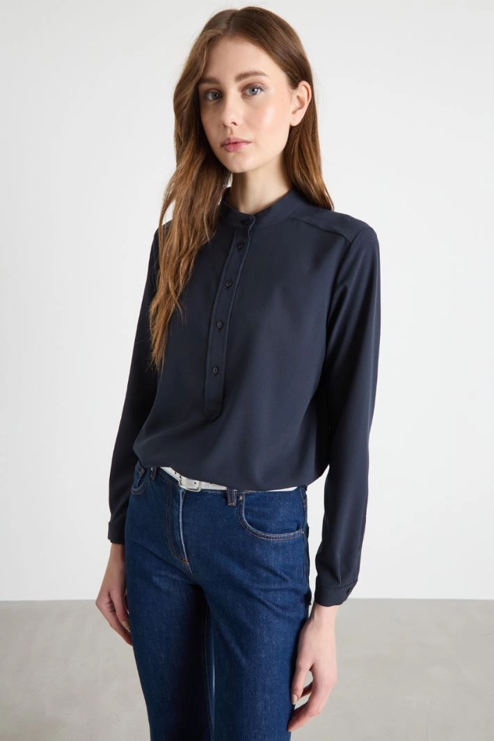 Crepe de chine blouse - BLUE