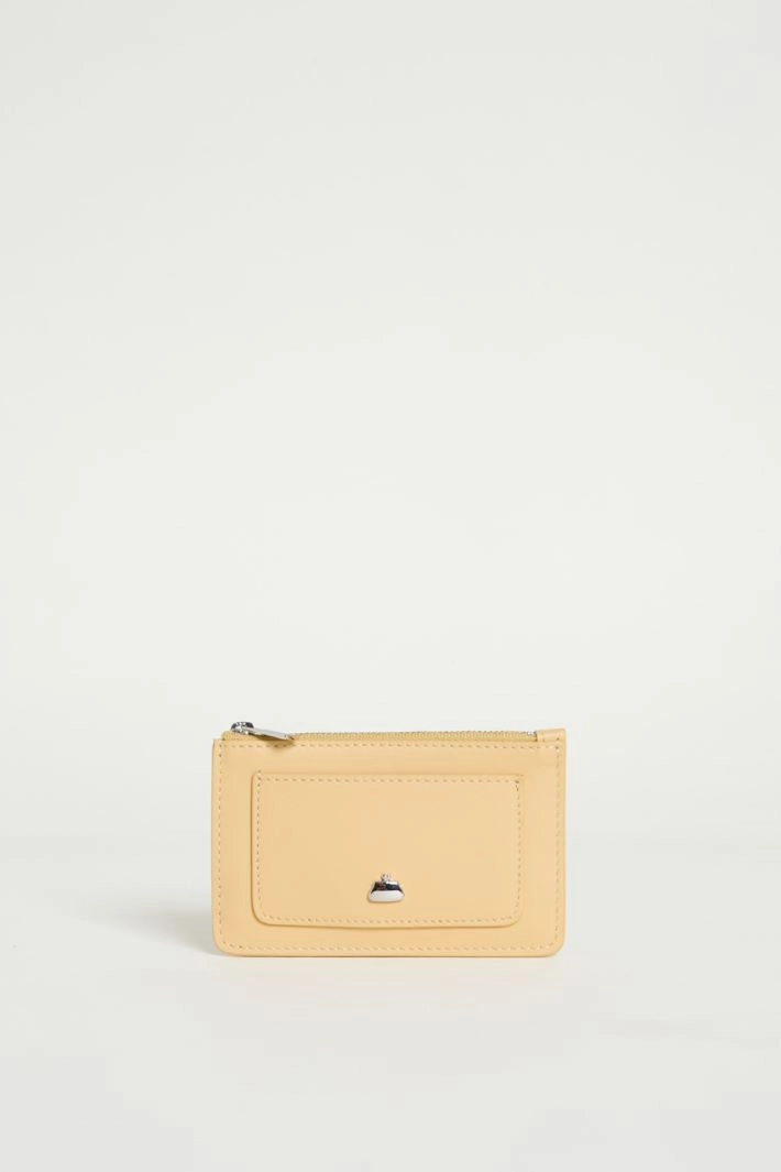 Leather card holder - BEIGE