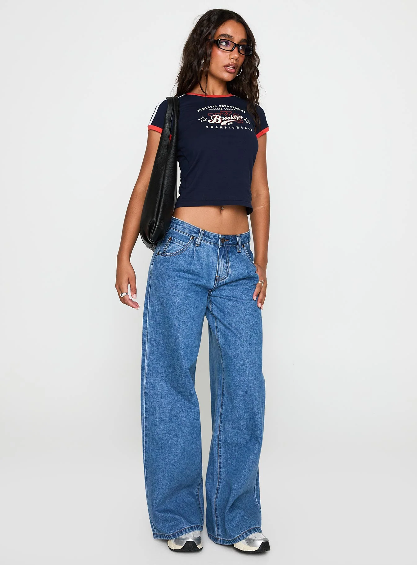 Supercut Low Rise Baggy Pleat Jeans Mid Blue