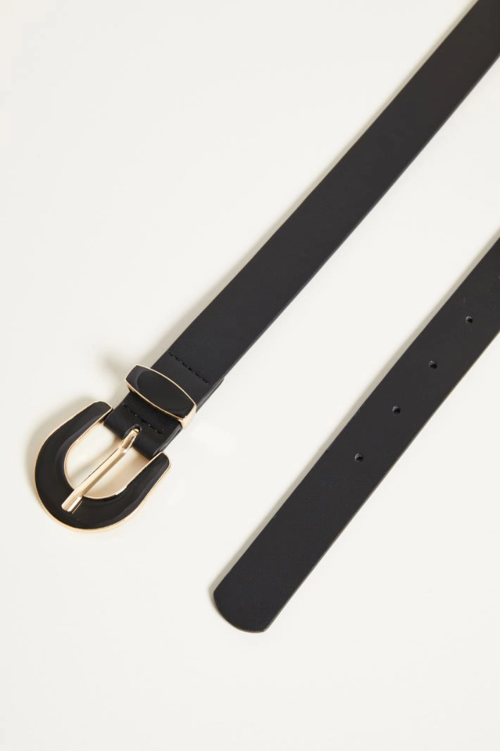 Lacquered buckle belt - BLACK