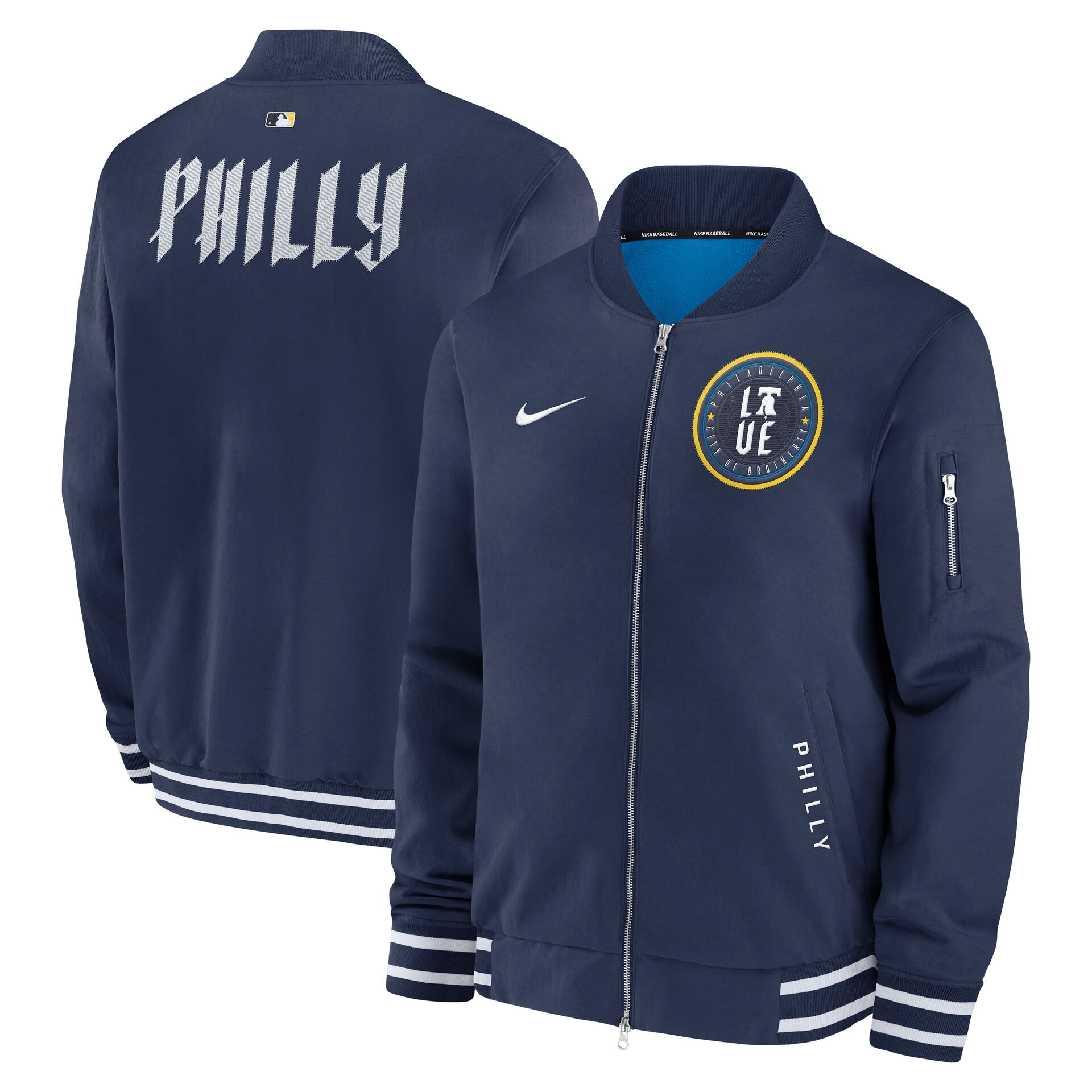 Philadelphia Phillies City Connect 2026 MLB Authentic Dugout Bomber Jacket Navy