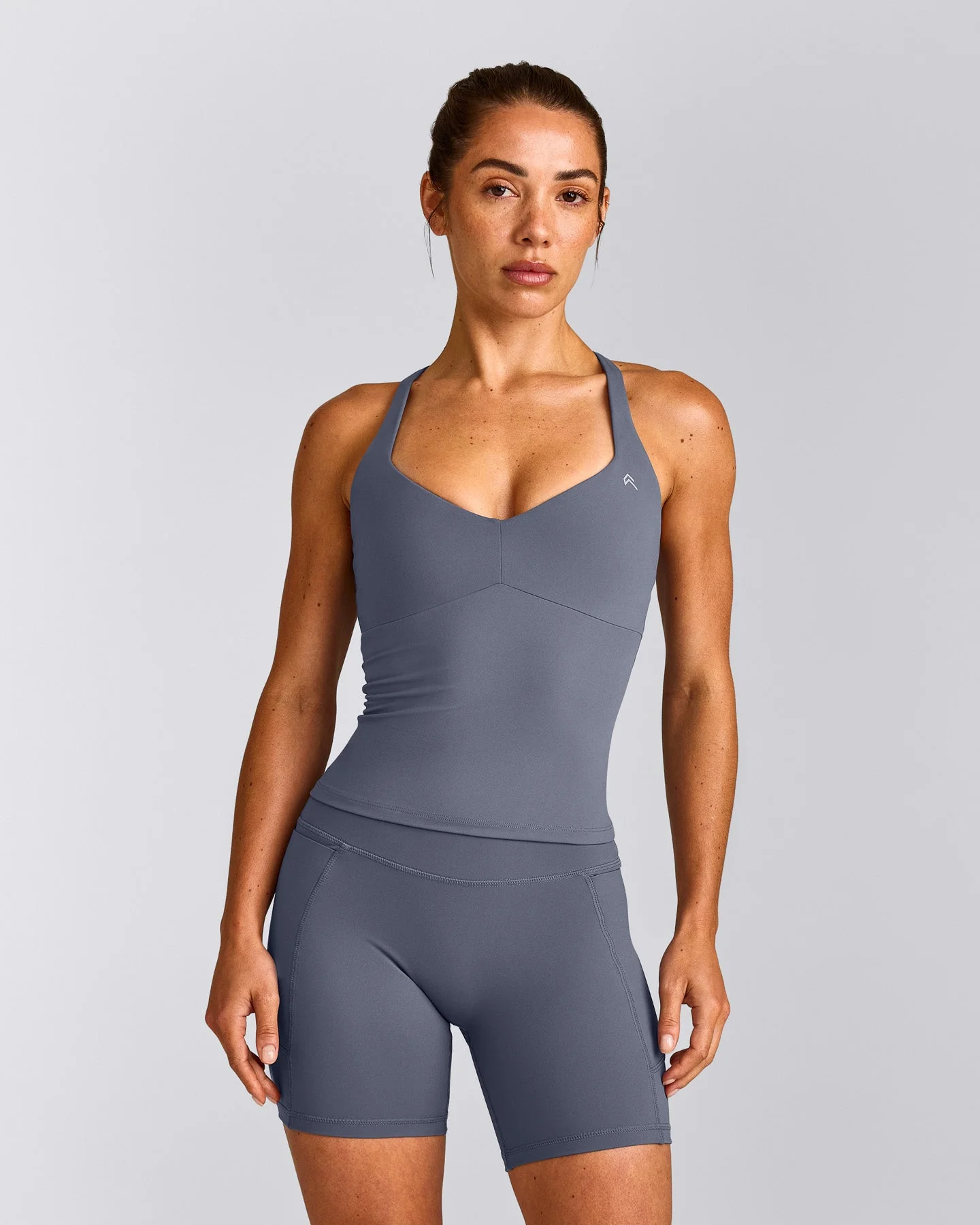 UnifiedMove™ T Back Mid Vest with Built in Bra Shelf New Branding | Granite Blue
