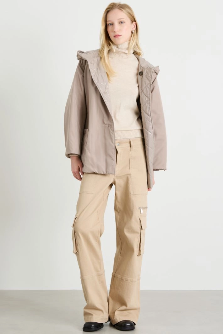 Reversible hooded jacket - LIGHT GREY