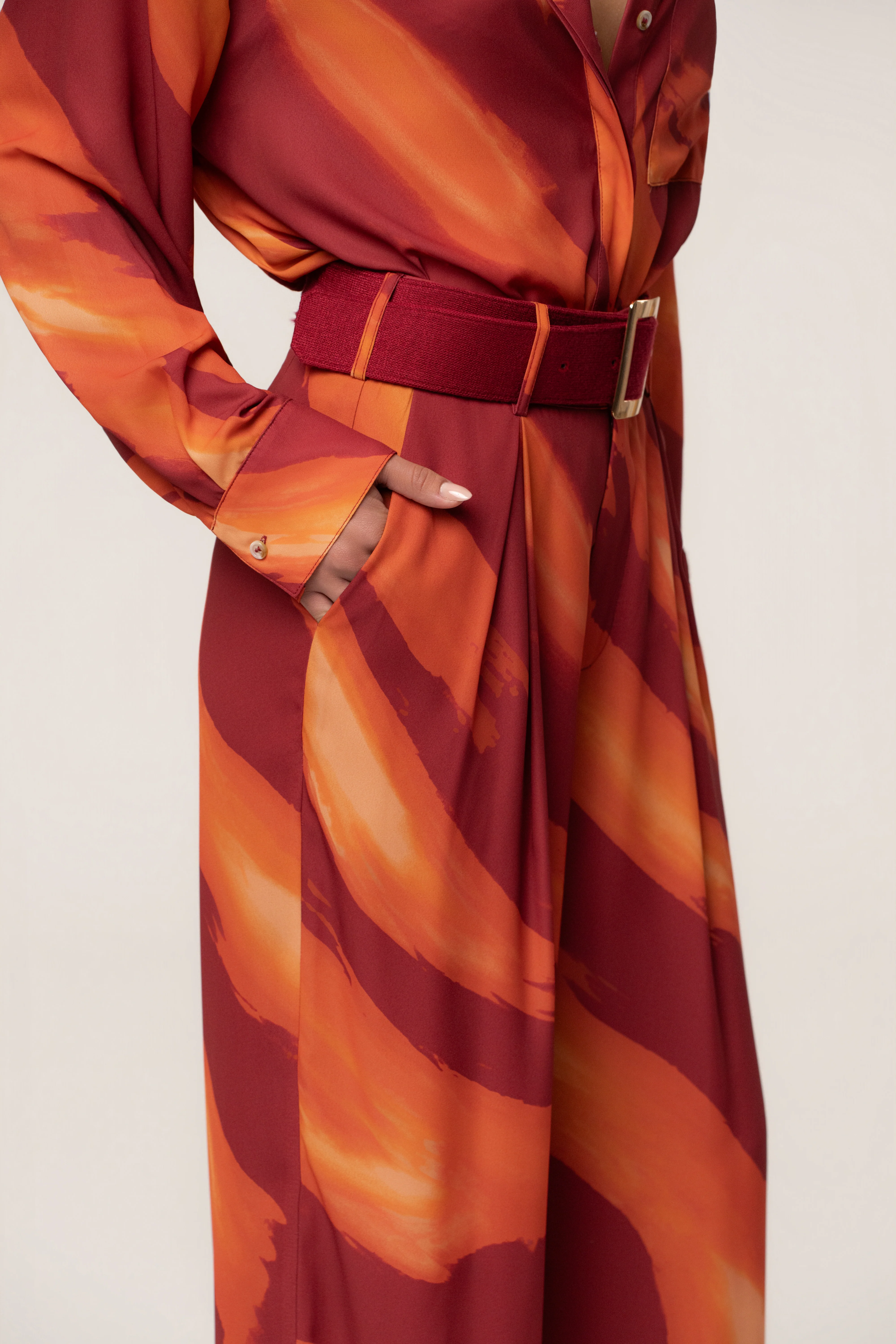 Crimson Dusk Soft Pleated Trouser