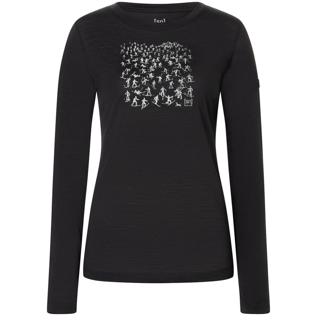 SUPER.NATURAL Free Ski Tickets Longsleeve Women - Jet Black/Feather Grey