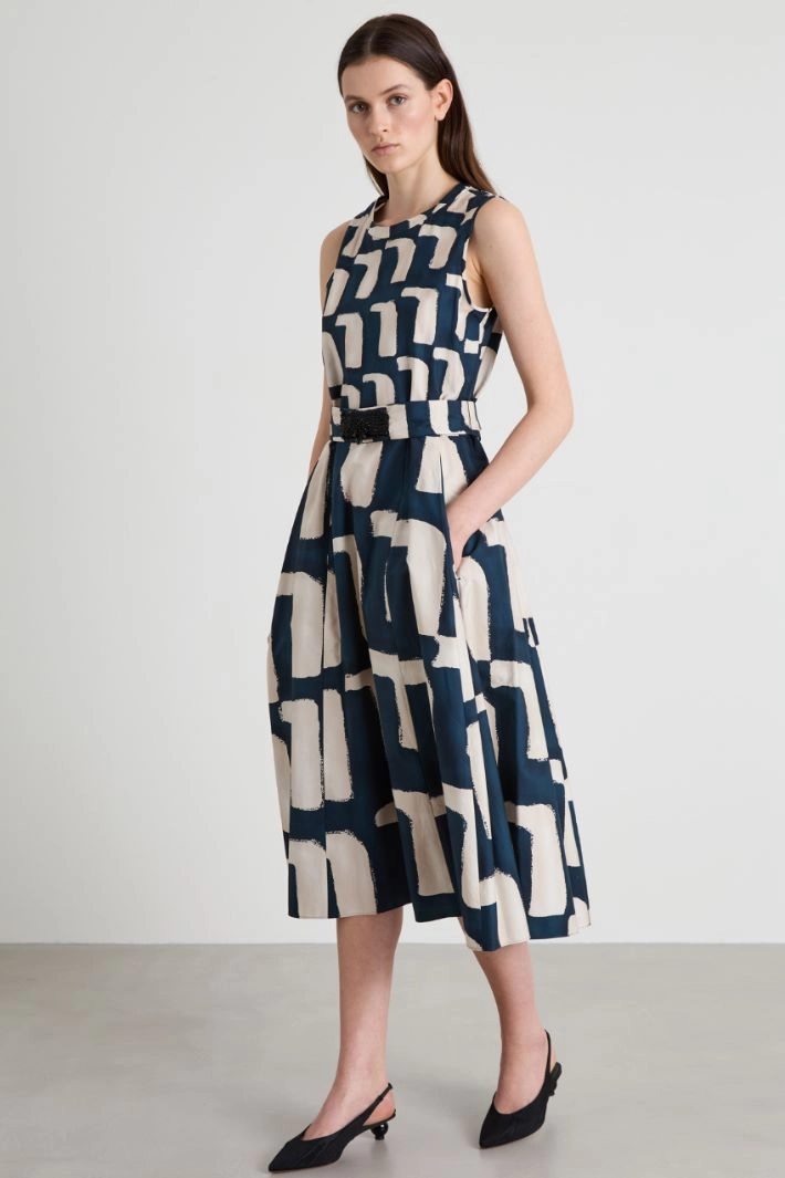 Cotton poplin dress - BLUE