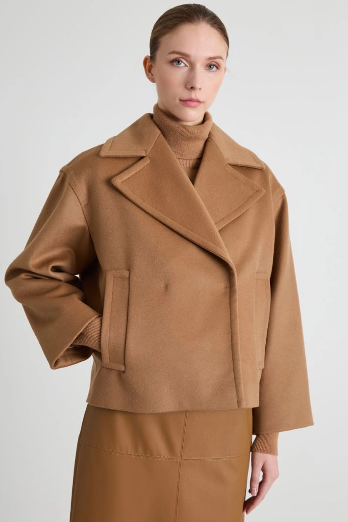 Wool drap pea coat - CAMEL