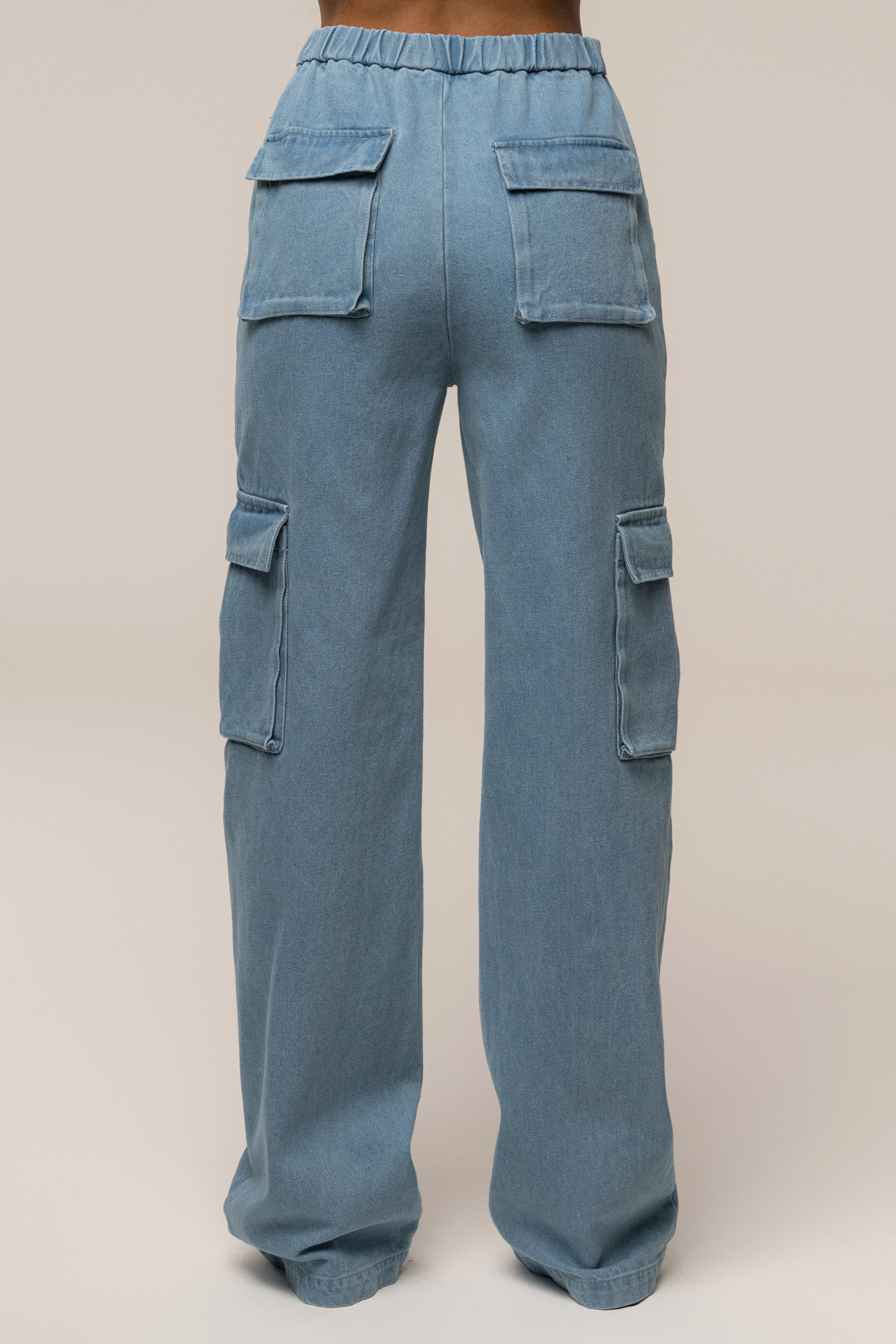 Medium Wash Denim Utility Cargo Pants