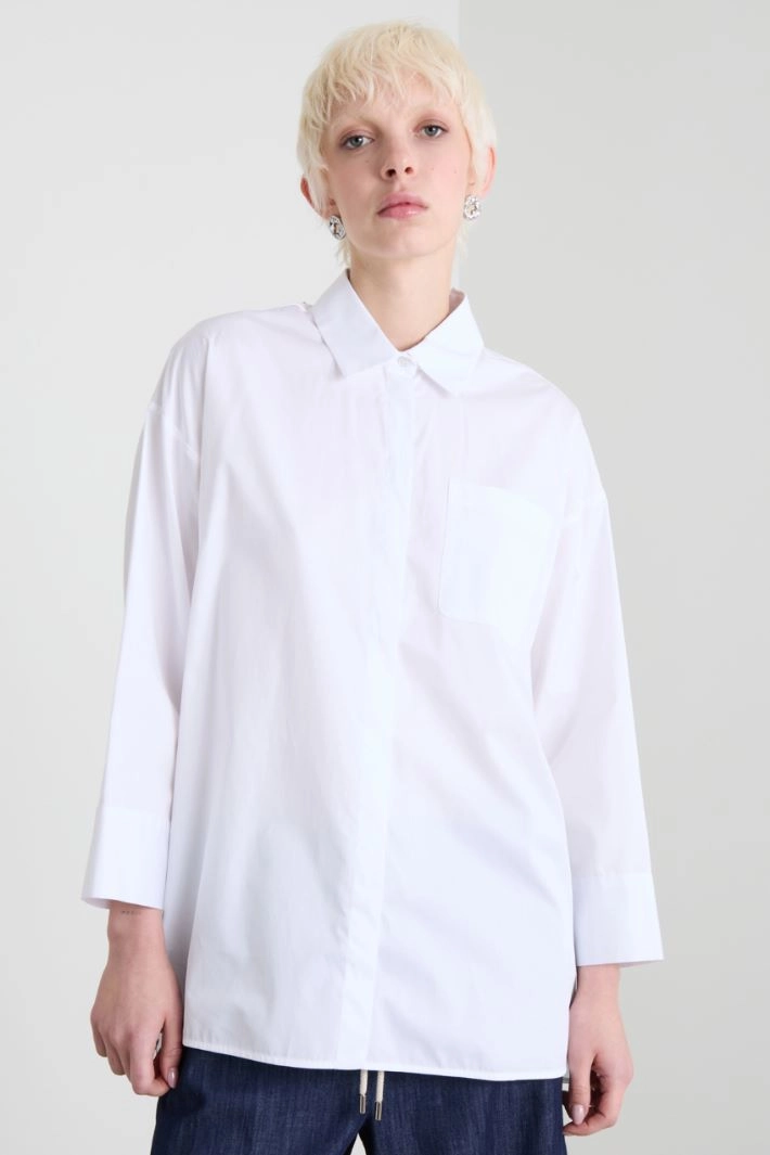 Cotton twill shirt - WHITE