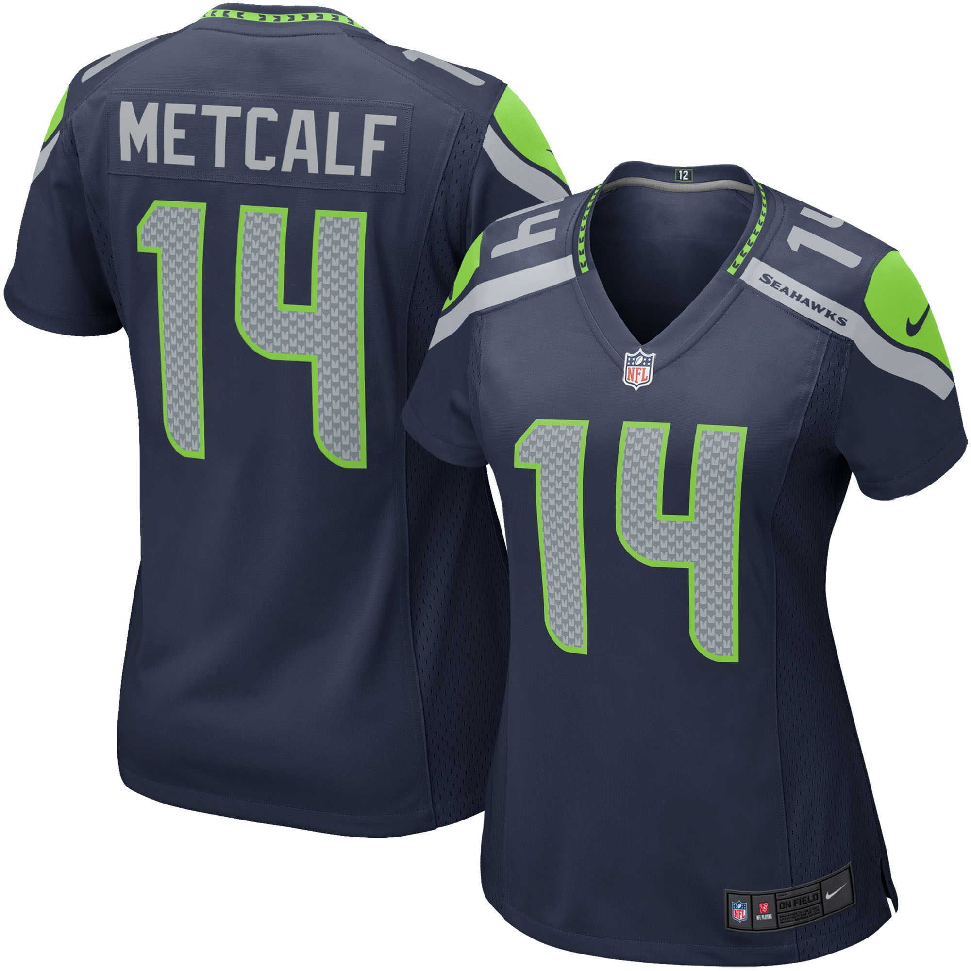 DK Metcalf #14 Seattle Seahawks Nike Game NFL Jersey Navy (WOMEN'S)