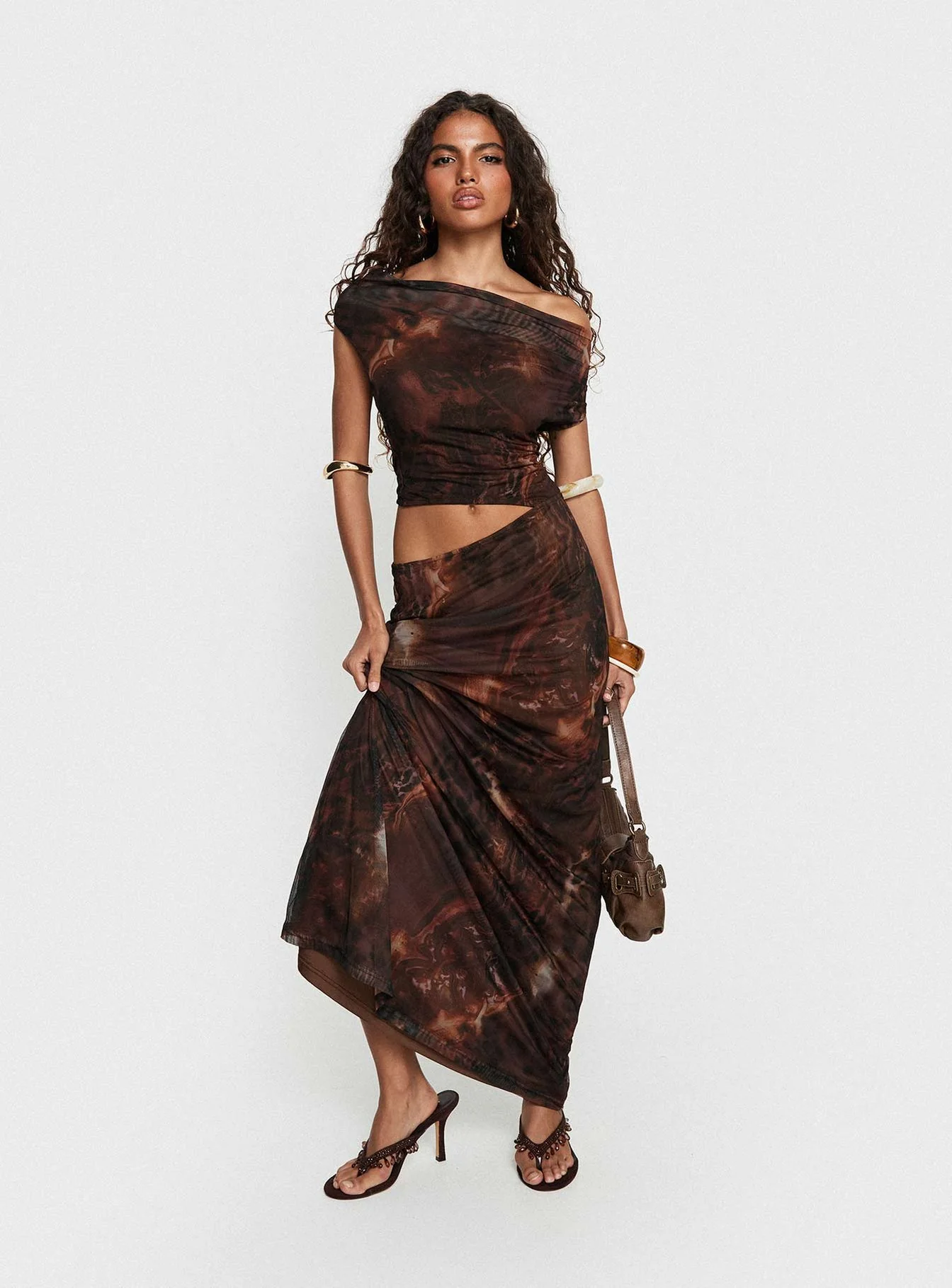Livara Cowl Cut Out Maxi Dress Multi