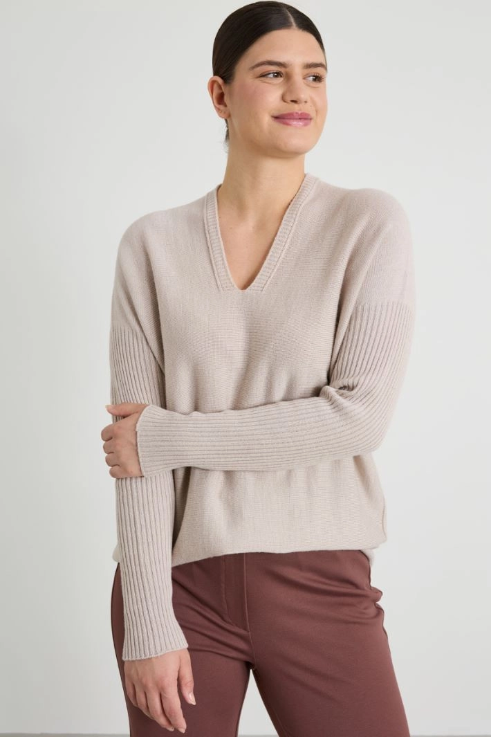 Wool blend sweater - BEIGE