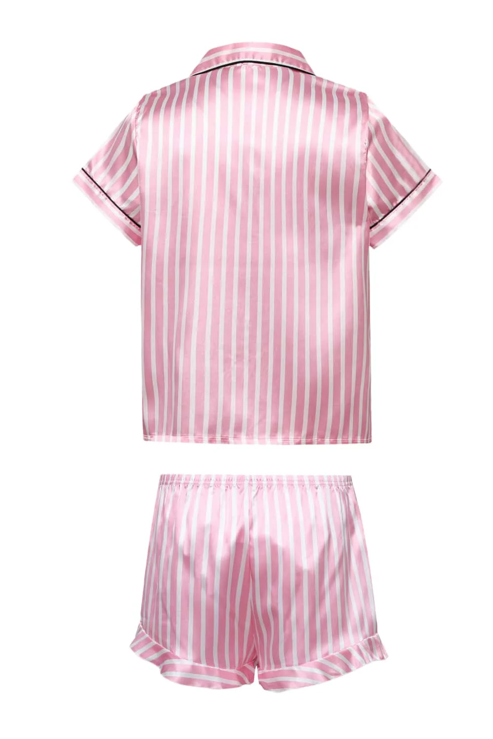Pink Striped Pajama Set with Black Buttons