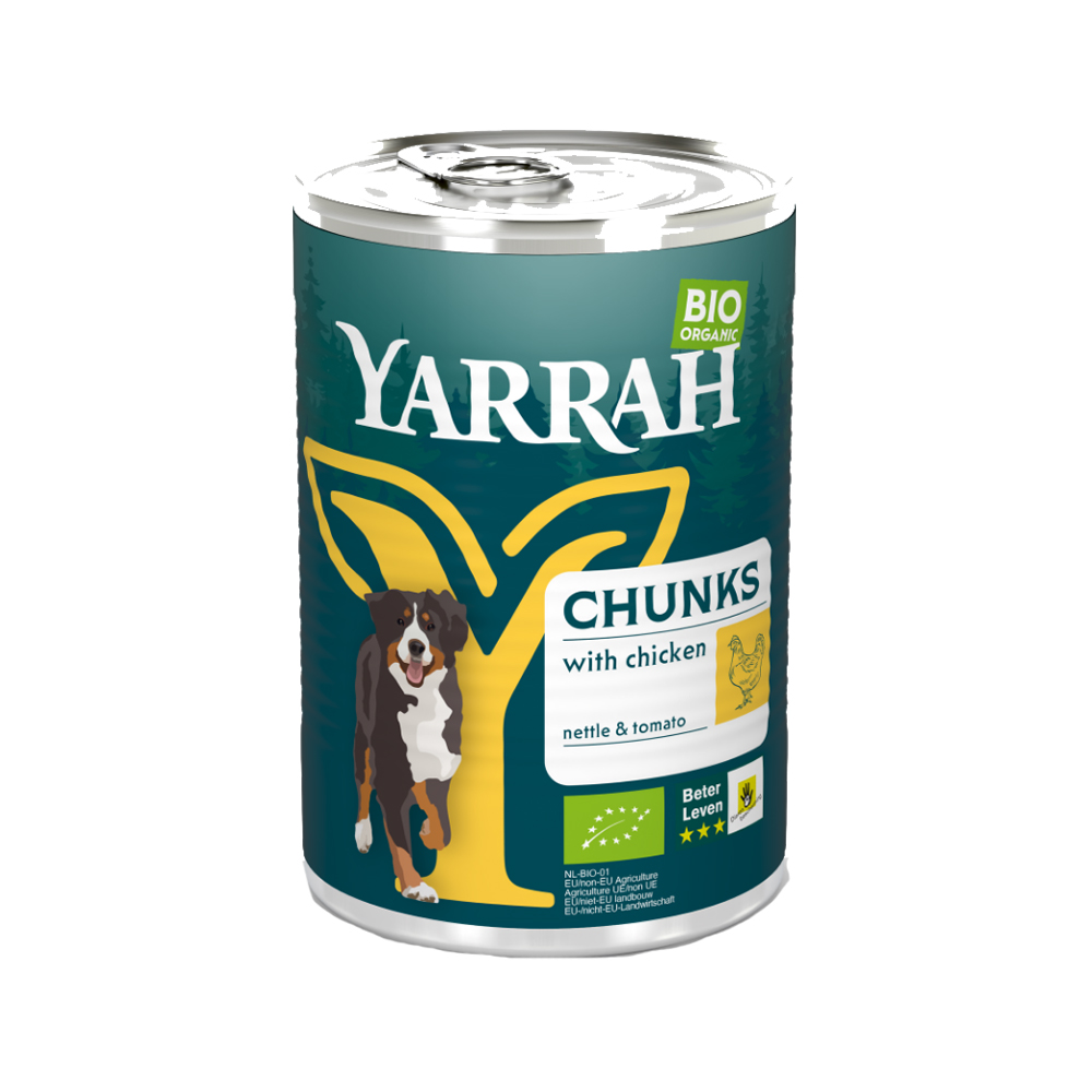 Yarrah - Dog Food Chunks with Chicken Bio - 12 x 405g