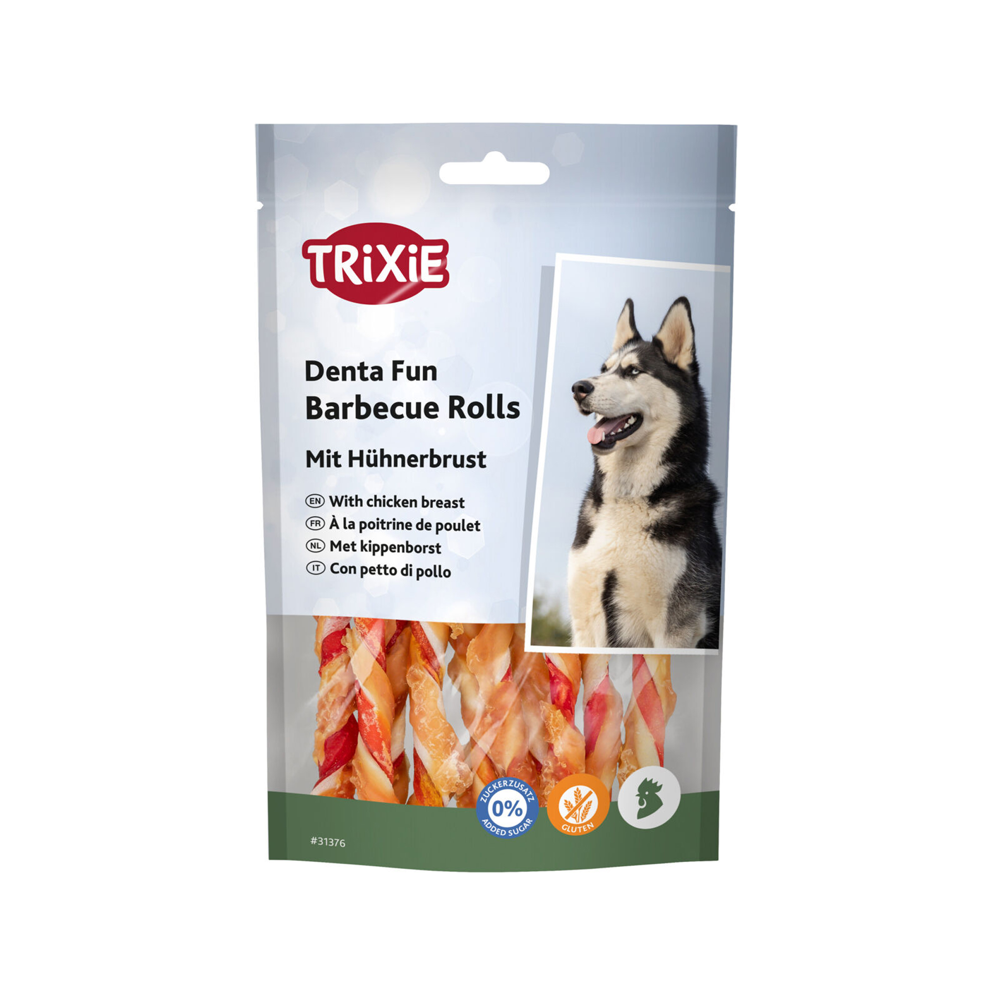 Trixie Denta Fun Barbecue Chicken Chewing Rolls - 12 cm - 10 x 80g