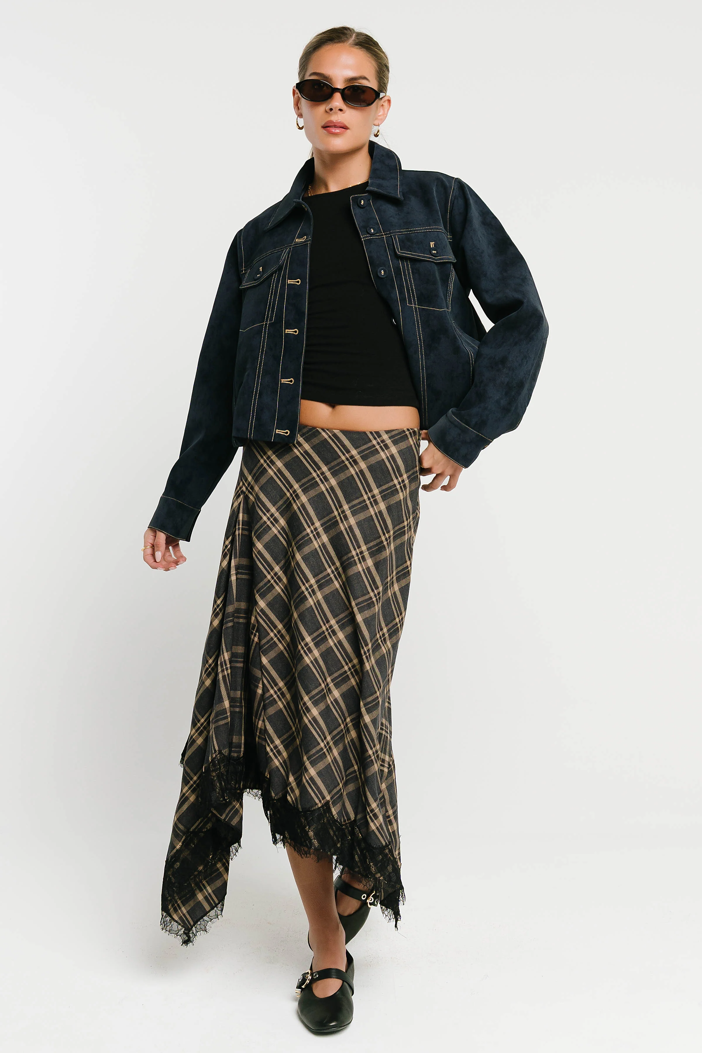 Parker Plaid Midi Skirt